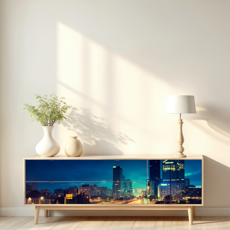 Naklejka repozycjonowalna La Défense panorama miasta o zmierzchu – Wallissimo® Naklejka repozycjonowalna La Défense panorama miasta o zmierzchu – Wallissimo®