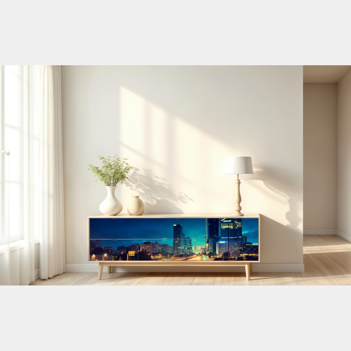 Naklejka repozycjonowalna La Défense panorama miasta o zmierzchu – Wallissimo® Naklejka repozycjonowalna La Défense panorama miasta o zmierzchu – Wallissimo®