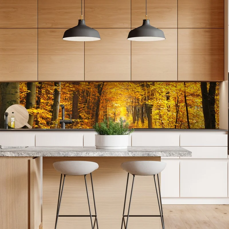 Naklejka repozycjonowalna mglisty wschód słońca nad wiejską łąką – Wallissimo®