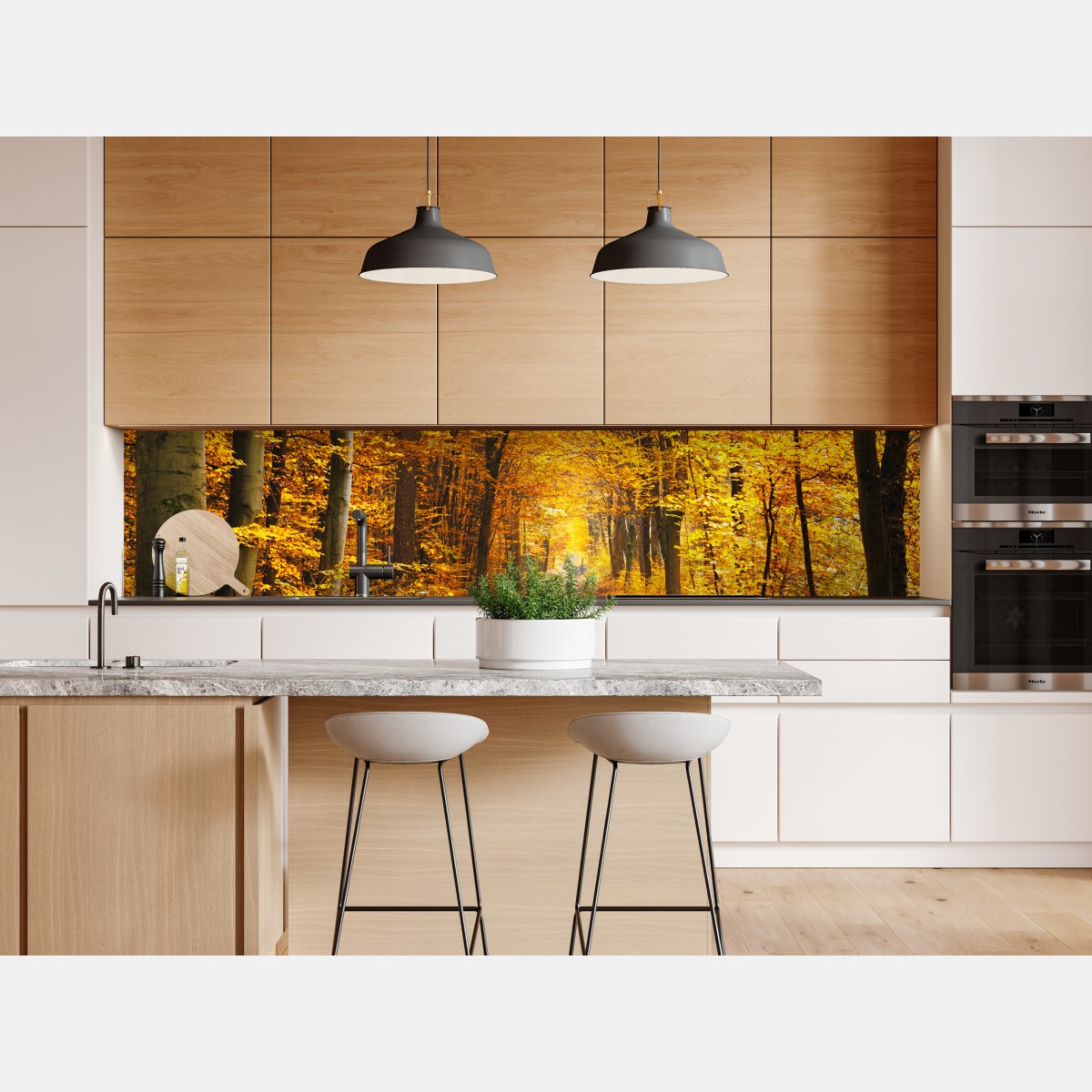 Naklejka repozycjonowalna złota ścieżka w jesiennym lesie – Wallissimo® Naklejka repozycjonowalna złota ścieżka w jesiennym lesie – Wallissimo®