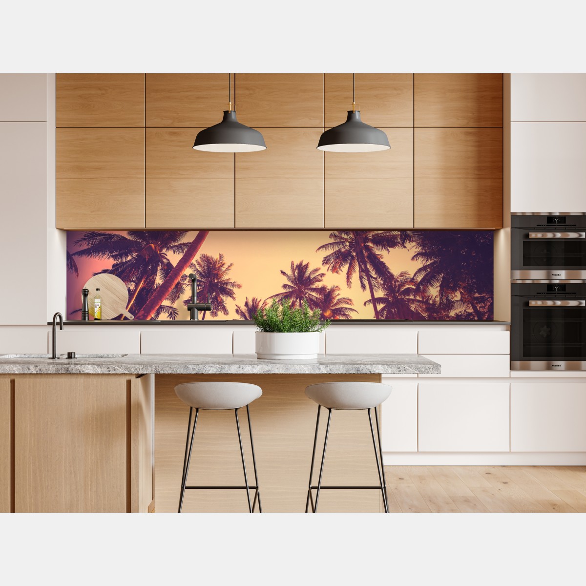 Naklejka repozycjonowalna vintage tropikalny zachód słońca z palmami – Wallissimo® Naklejka repozycjonowalna vintage tropikalny zachód słońca z palmami – Wallissimo®