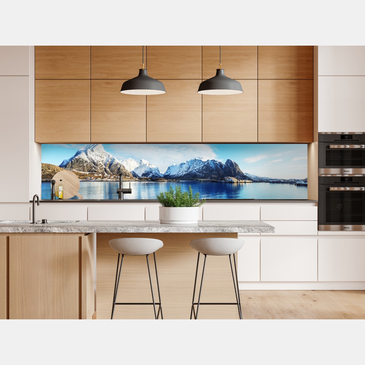 Naklejka repozycjonowalna spokojny zimowy fiord w Reine, Lofoty – Wallissimo® Naklejka repozycjonowalna spokojny zimowy fiord w Reine, Lofoty – Wallissimo®