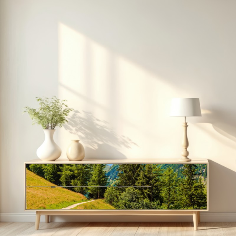 Naklejka repozycjonowalna szlak górski w Szwajcarii latem – Wallissimo® Naklejka repozycjonowalna szlak górski w Szwajcarii latem – Wallissimo®