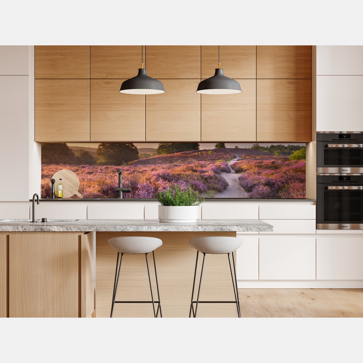 Naklejka repozycjonowalna Posbank o świcie nad wrzosowiskiem – Wallissimo® Naklejka repozycjonowalna Posbank o świcie nad wrzosowiskiem – Wallissimo®