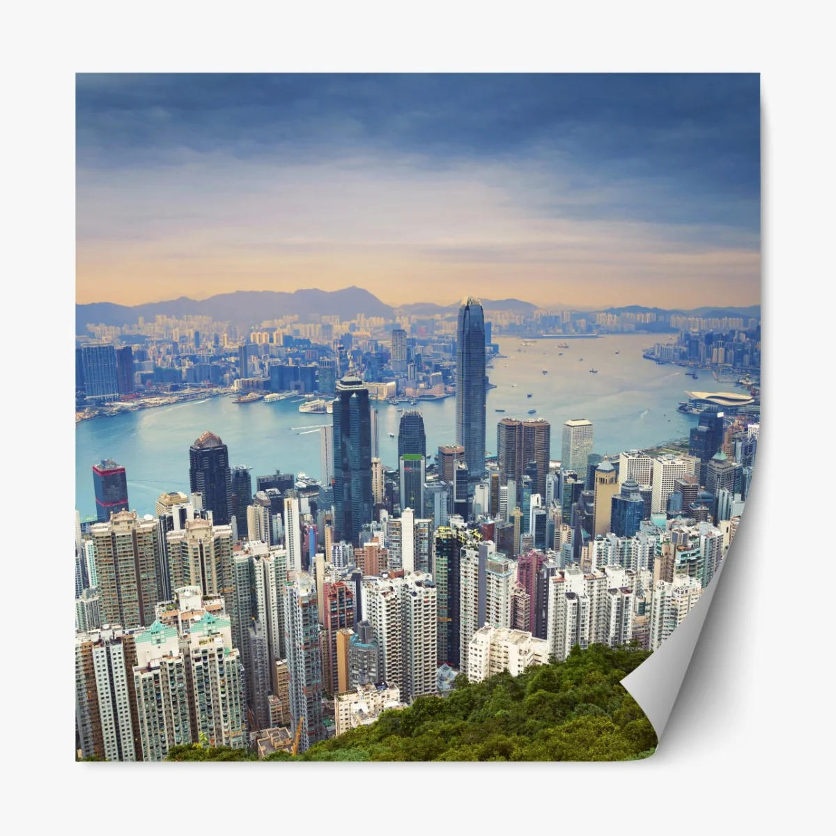 Naklejka repozycjonowalna Hong Kong panorama miasta o zmierzchu – Wallissimo® Naklejka repozycjonowalna Hong Kong panorama miasta o zmierzchu – Wallissimo®