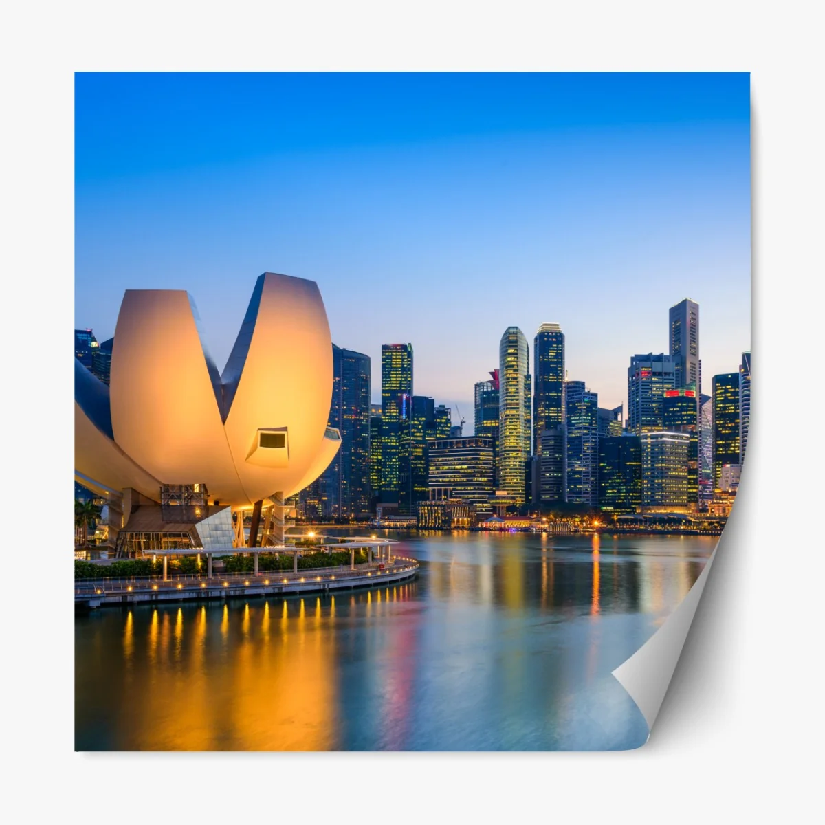 Naklejka repozycjonowalna Singapur panorama miasta o zmierzchu – Wallissimo® Naklejka repozycjonowalna Singapur panorama miasta o zmierzchu – Wallissimo®