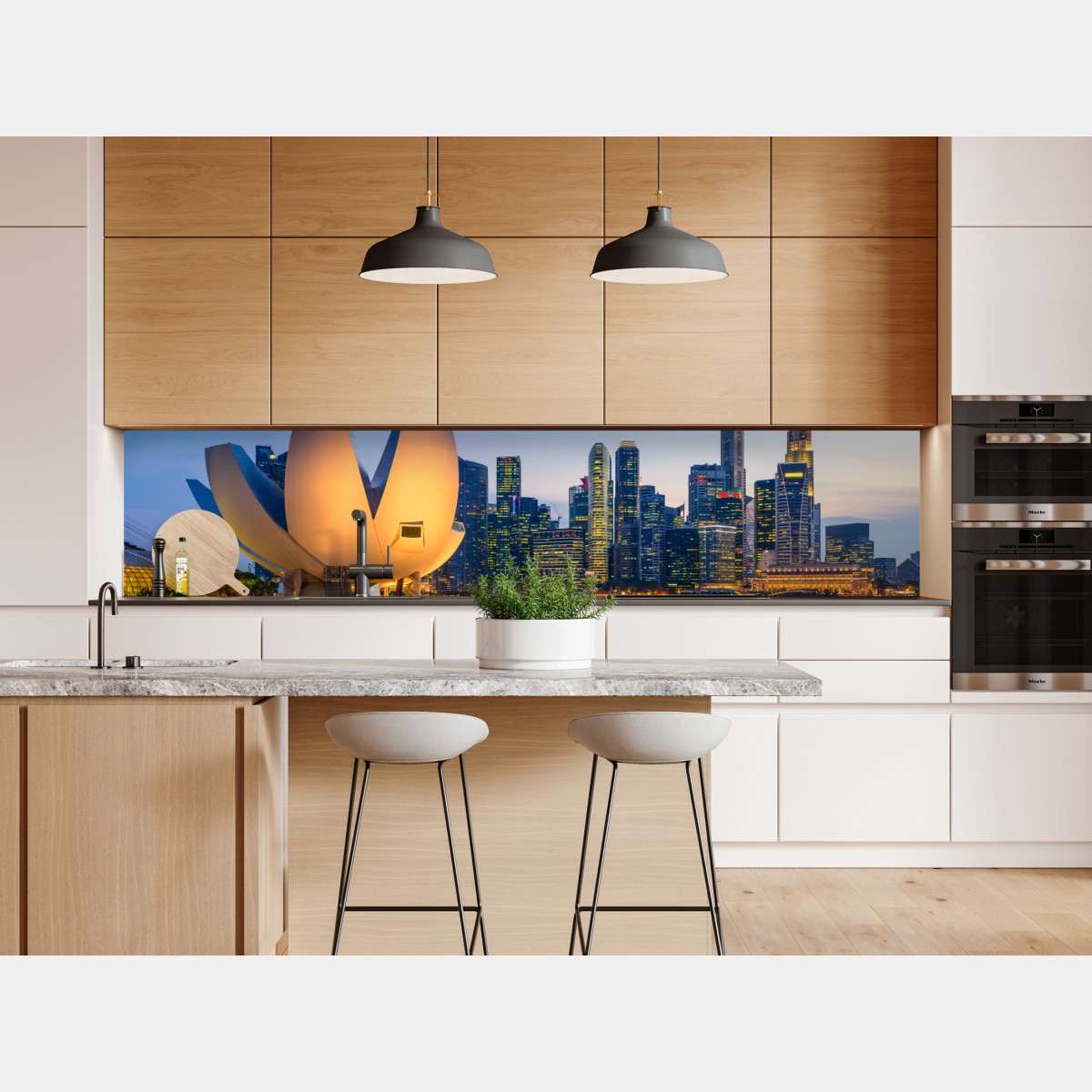 Naklejka repozycjonowalna Singapur panorama miasta o zmierzchu – Wallissimo® Naklejka repozycjonowalna Singapur panorama miasta o zmierzchu – Wallissimo®