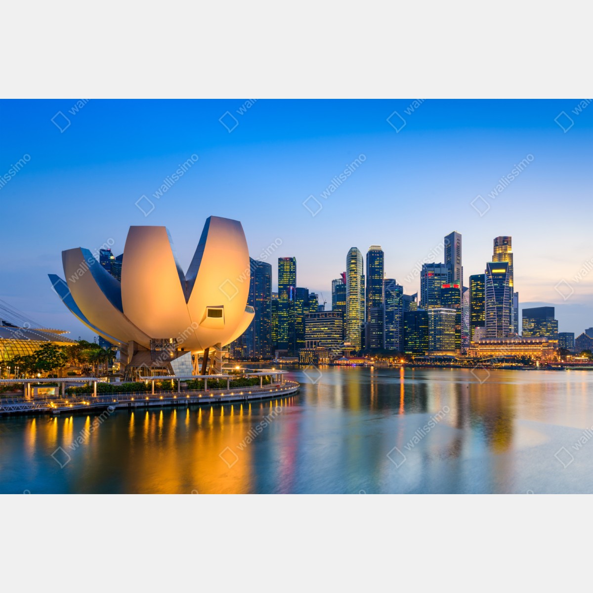 Naklejka repozycjonowalna Singapur panorama miasta o zmierzchu – Wallissimo® Naklejka repozycjonowalna Singapur panorama miasta o zmierzchu – Wallissimo®
