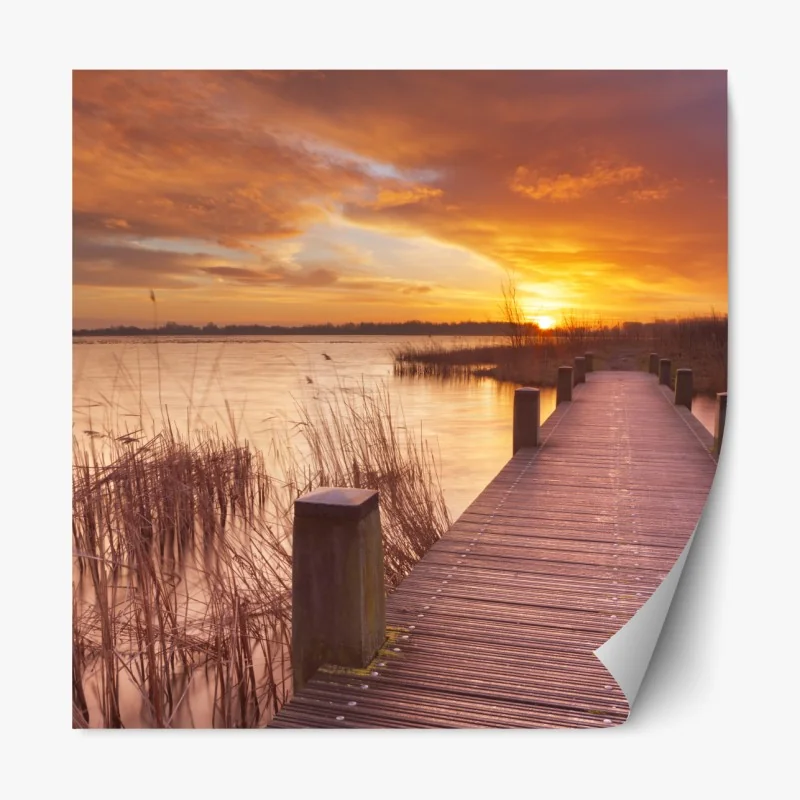 Naklejka repozycjonowalna intensywna różowa fasada z niebieskimi drzwiami – Wallissimo®