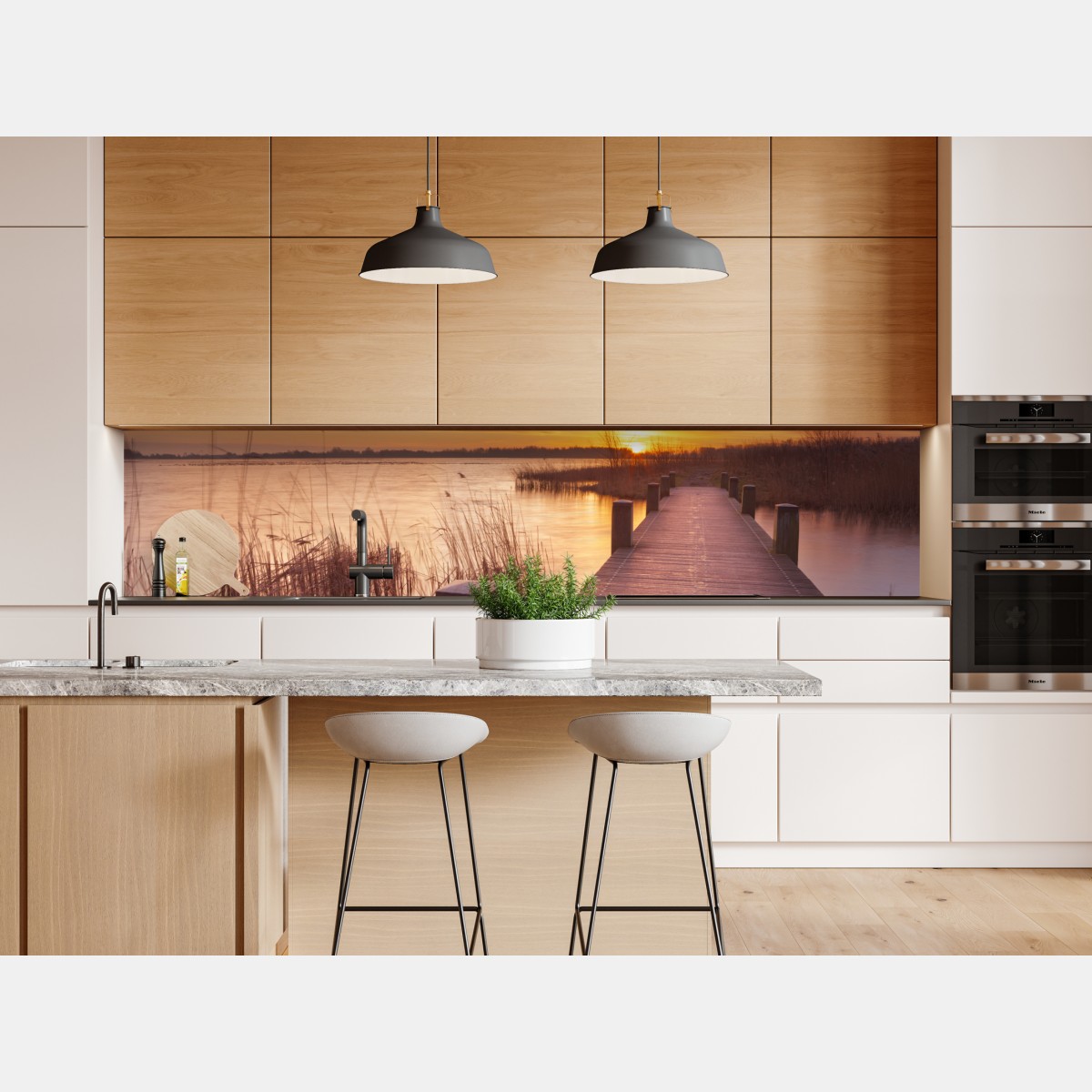 Naklejka repozycjonowalna wschód słońca nad jeziorem w Amsterdamie – Wallissimo® Naklejka repozycjonowalna wschód słońca nad jeziorem w Amsterdamie – Wallissimo®