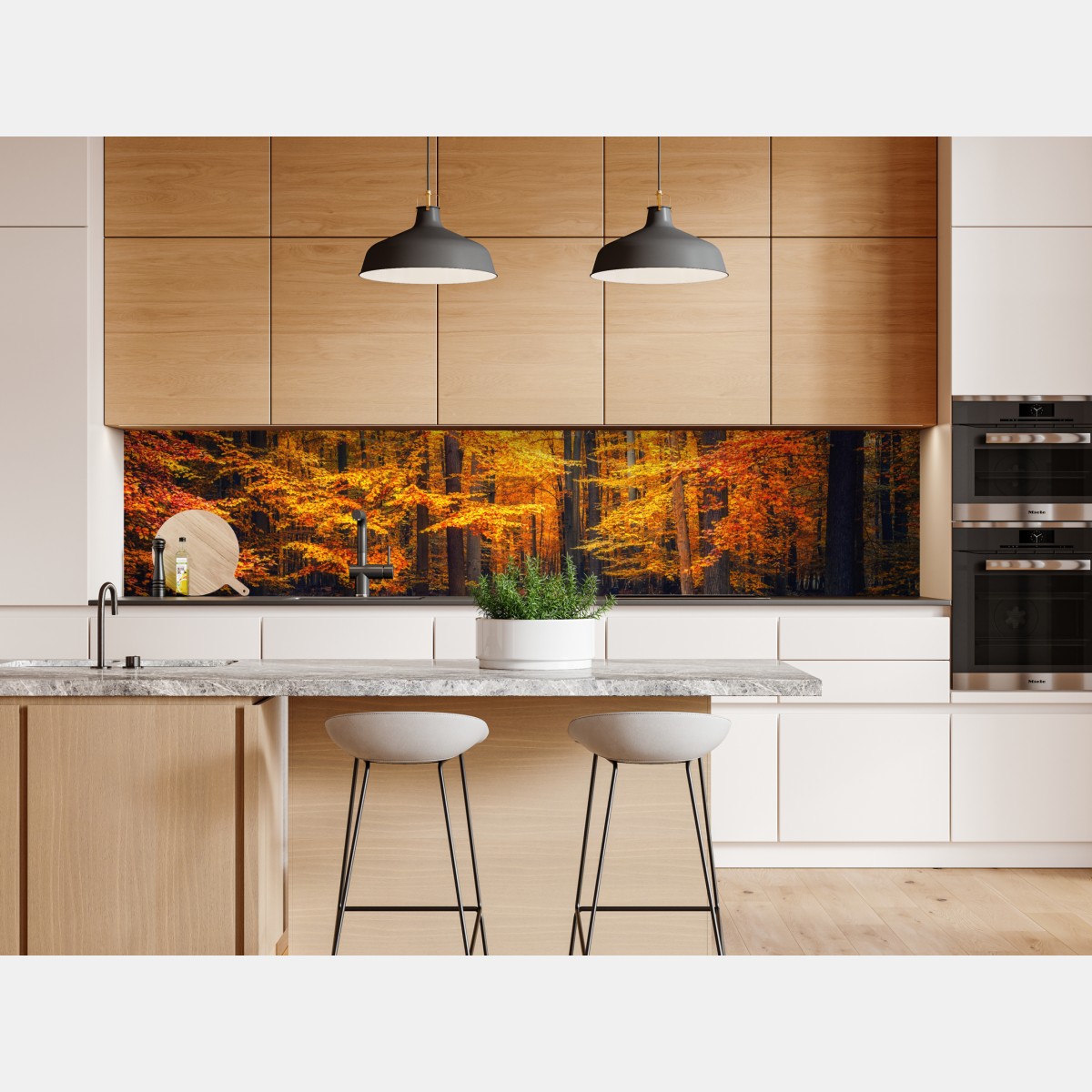 Naklejka repozycjonowalna jesienny las ze złotą ścieżką – Wallissimo® Naklejka repozycjonowalna jesienny las ze złotą ścieżką – Wallissimo®