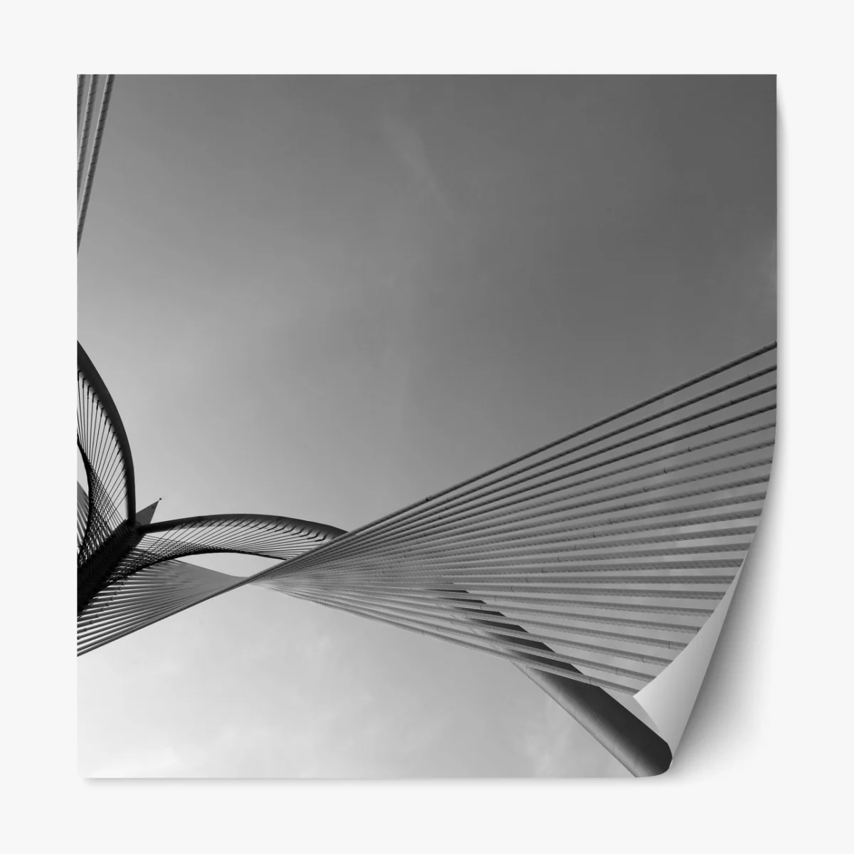 Naklejka repozycjonowalna monochromatyczny most i geometryczne linie – Wallissimo® Naklejka repozycjonowalna monochromatyczny most i geometryczne linie – Wallissimo®