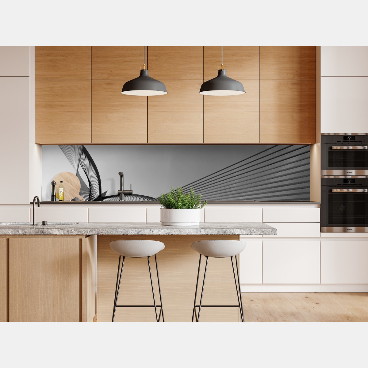 Naklejka repozycjonowalna monochromatyczny most i geometryczne linie – Wallissimo® Naklejka repozycjonowalna monochromatyczny most i geometryczne linie – Wallissimo®