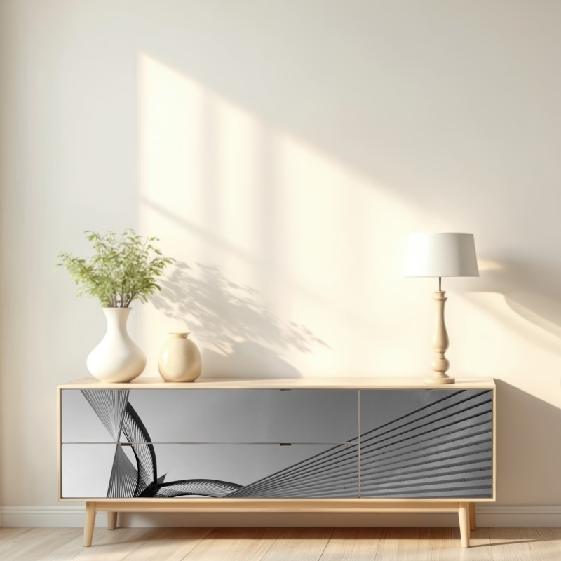 Naklejka repozycjonowalna monochromatyczny most i geometryczne linie – Wallissimo® Naklejka repozycjonowalna monochromatyczny most i geometryczne linie – Wallissimo®