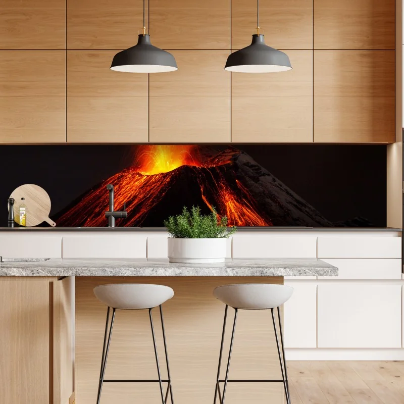 Naklejka repozycjonowalna płonący wulkan nocą – Wallissimo® Naklejka repozycjonowalna płonący wulkan nocą – Wallissimo®