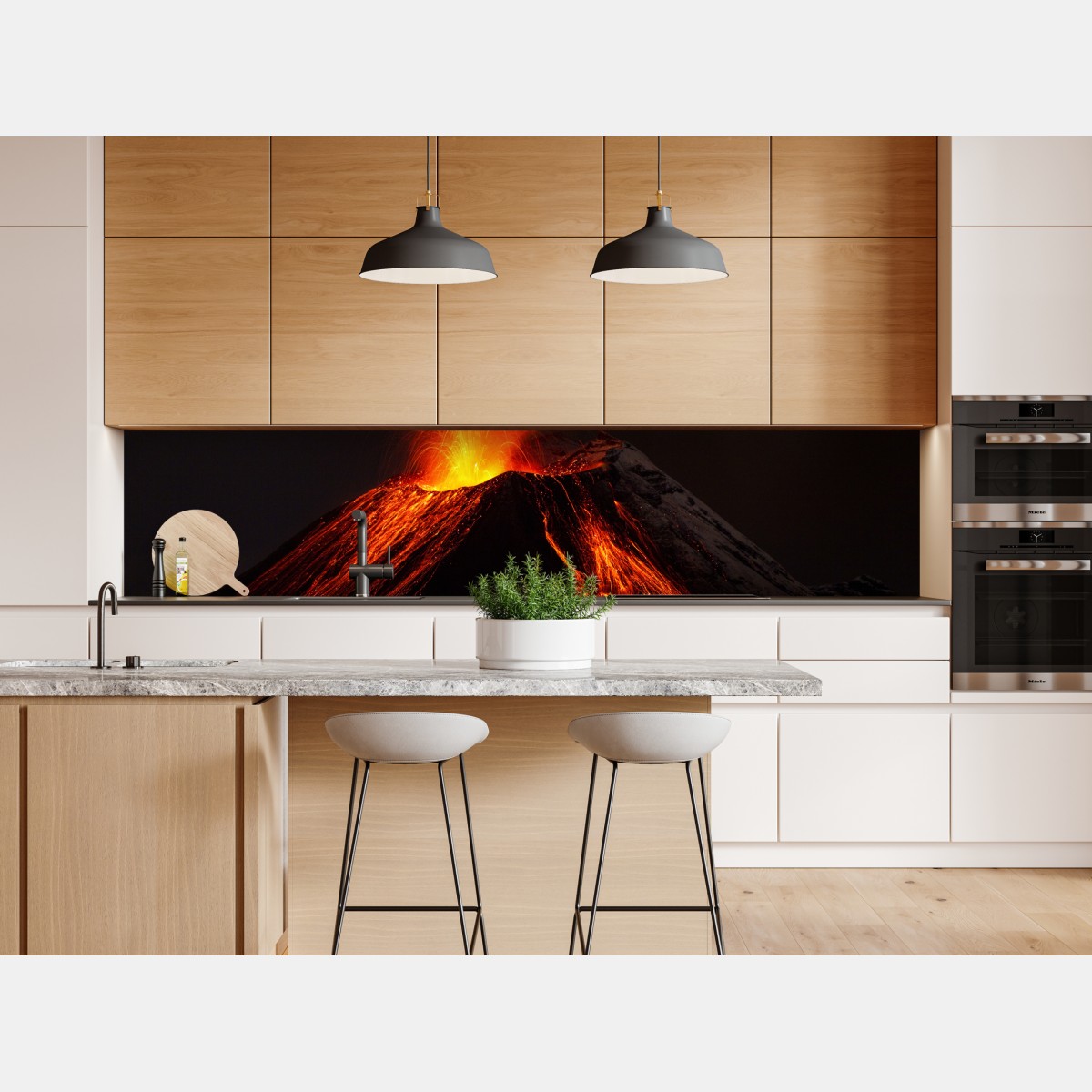 Naklejka repozycjonowalna płonący wulkan nocą – Wallissimo® Naklejka repozycjonowalna płonący wulkan nocą – Wallissimo®