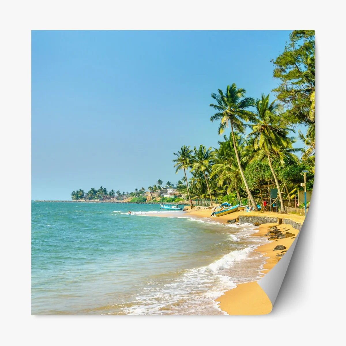 Naklejka repozycjonowalna tropikalna plaża z palmami – Wallissimo® Naklejka repozycjonowalna tropikalna plaża z palmami – Wallissimo®
