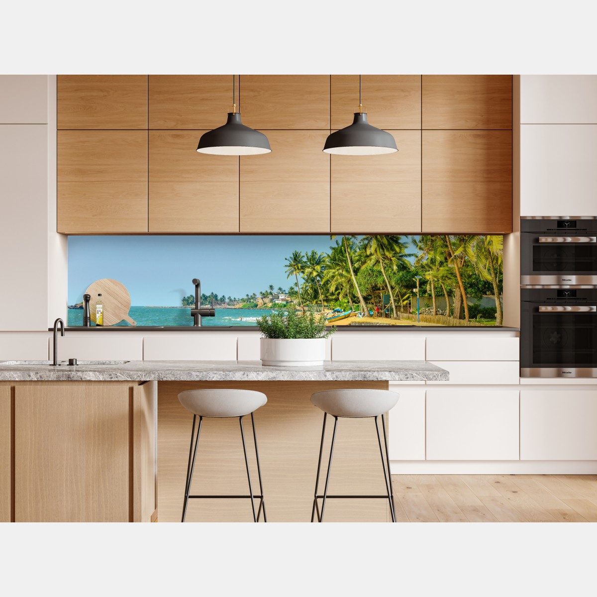 Naklejka repozycjonowalna tropikalna plaża z palmami – Wallissimo® Naklejka repozycjonowalna tropikalna plaża z palmami – Wallissimo®