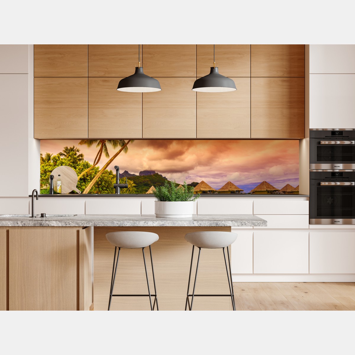 Naklejka repozycjonowalna zachód słońca w Bora Bora nad bungalowami na wodzie – Wallissimo® Naklejka repozycjonowalna zachód słońca w Bora Bora nad bungalowami na wodzie – Wallissimo®