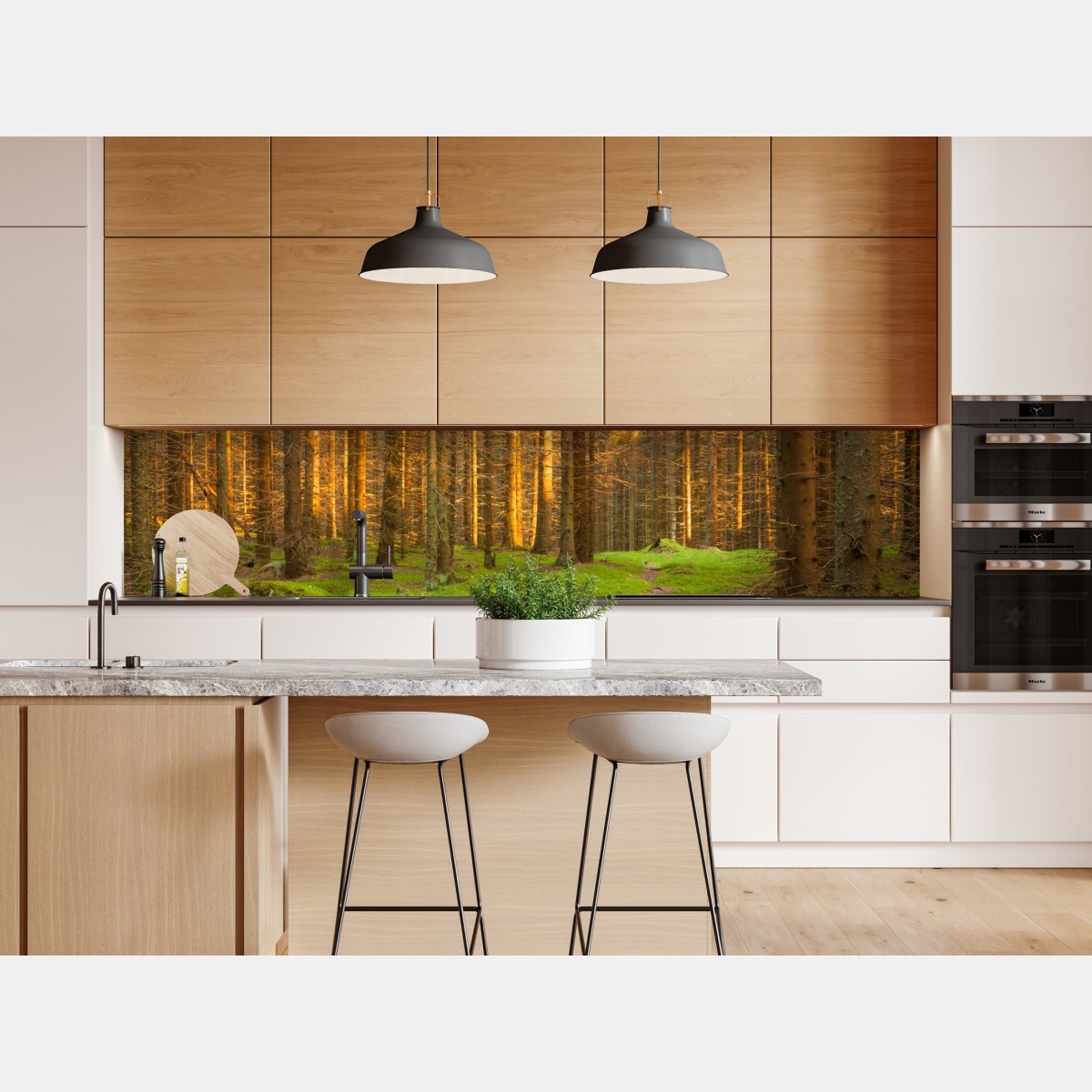 Naklejka repozycjonowalna złote światło lesie sosnowym porośniętym mchem – Wallissimo® Naklejka repozycjonowalna złote światło lesie sosnowym porośniętym mchem – Wallissimo®