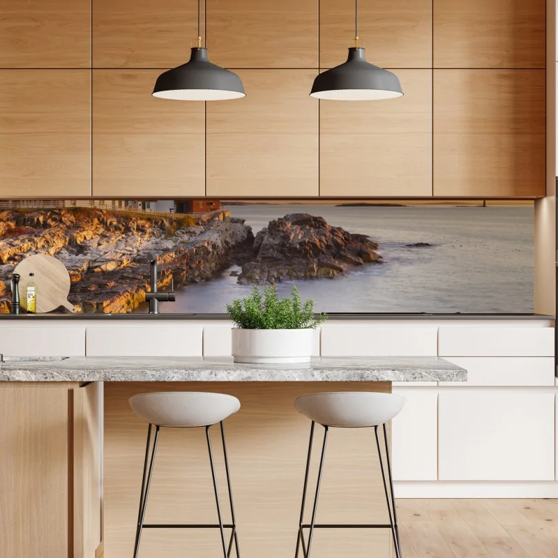 Naklejka repozycjonowalna zimowy las brzozowy ze złotym świtem – Wallissimo®