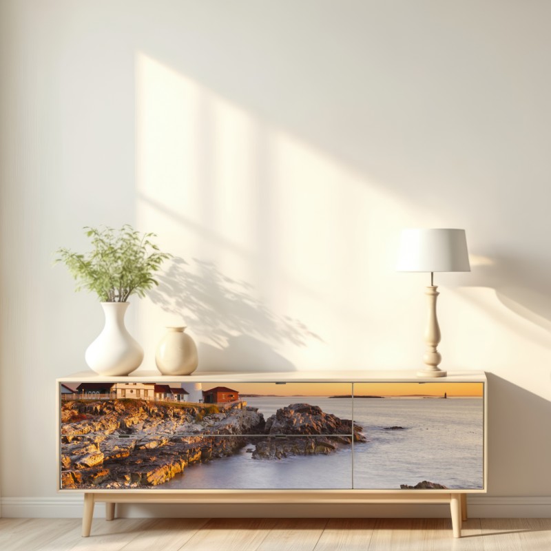 Naklejka repozycjonowalna Portland Head latarnia morska o wschodzie słońca – Wallissimo® Naklejka repozycjonowalna Portland Head latarnia morska o wschodzie słońca – Wallissimo®