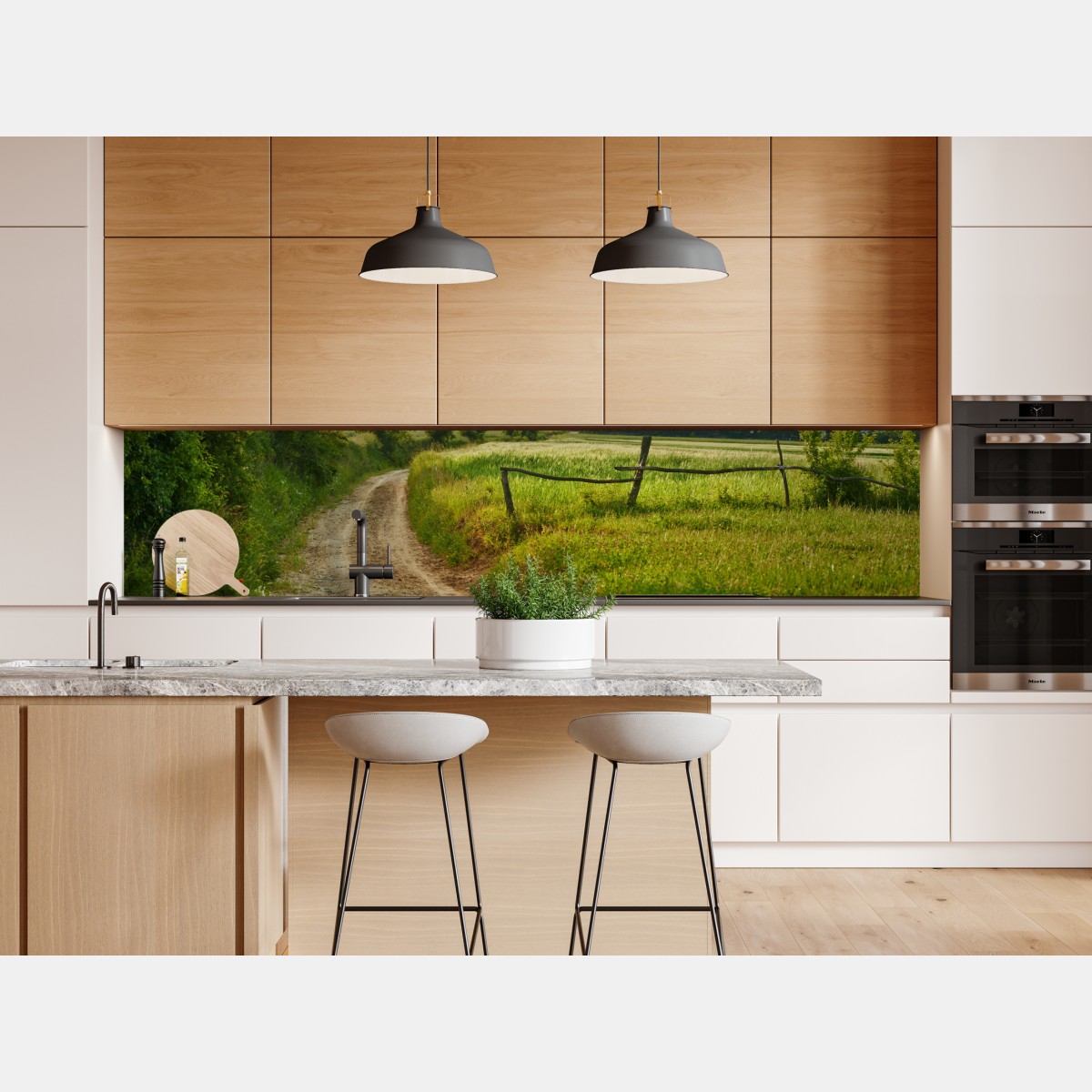 Naklejka repozycjonowalna słoneczna wiejska ścieżka przez zielone łąki – Wallissimo® Naklejka repozycjonowalna słoneczna wiejska ścieżka przez zielone łąki – Wallissimo®