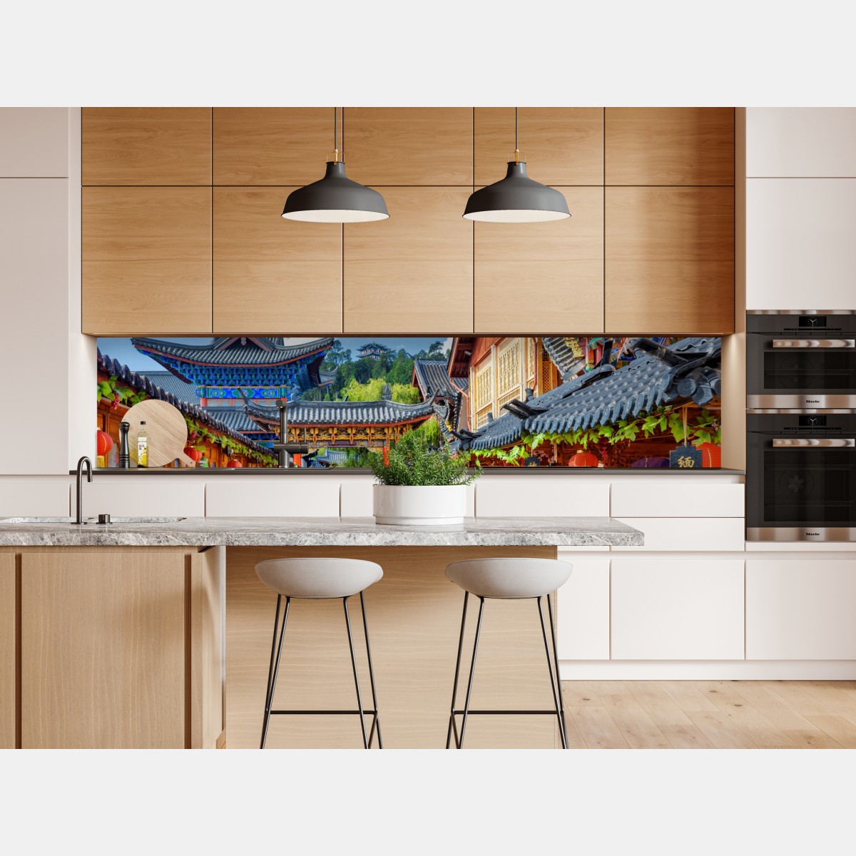 Naklejka repozycjonowalna Lijiang stara ulica z lampionami – Wallissimo® Naklejka repozycjonowalna Lijiang stara ulica z lampionami – Wallissimo®