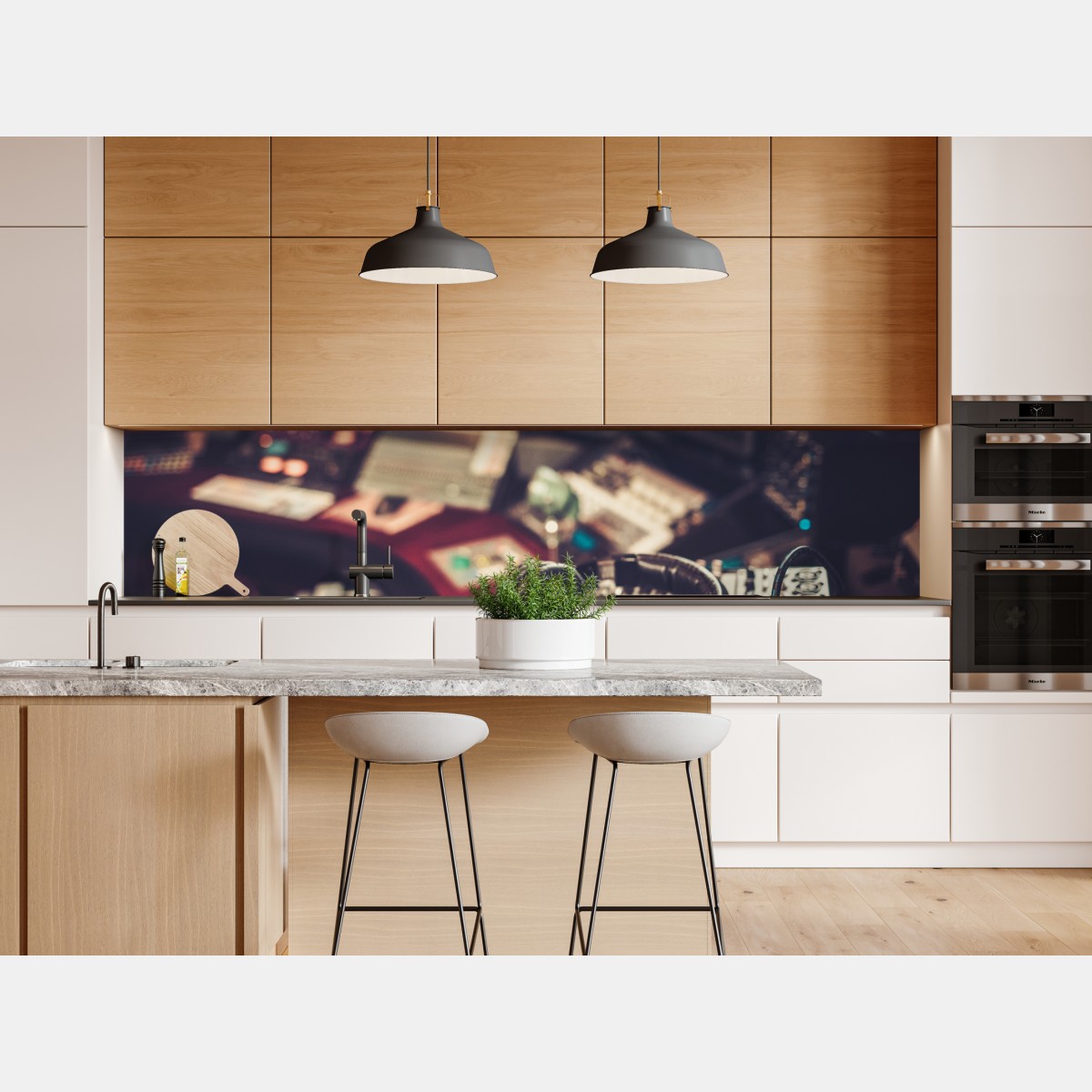 Naklejka repozycjonowalna vintageowe studio nagraniowe przy konsoli mikserskiej – Wallissimo® Naklejka repozycjonowalna vintageowe studio nagraniowe przy konsoli mikserskiej – Wallissimo®