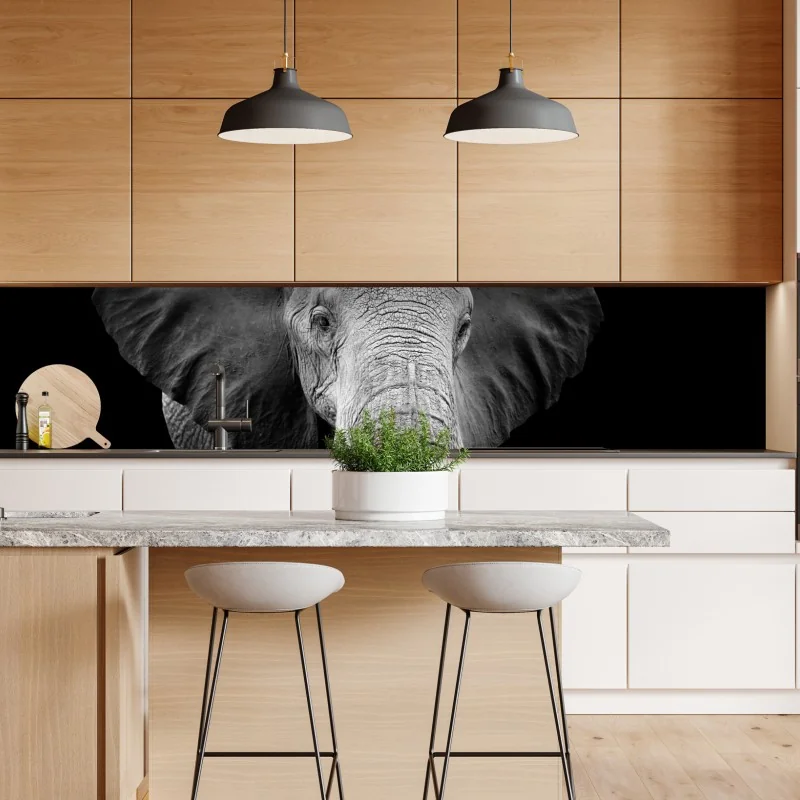 Naklejka repozycjonowalna majestatyczny portret słonia czarno-biały – Wallissimo® Naklejka repozycjonowalna majestatyczny portret słonia czarno-biały – Wallissimo®