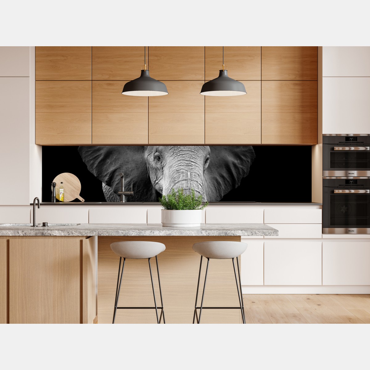 Naklejka repozycjonowalna majestatyczny portret słonia czarno-biały – Wallissimo® Naklejka repozycjonowalna majestatyczny portret słonia czarno-biały – Wallissimo®