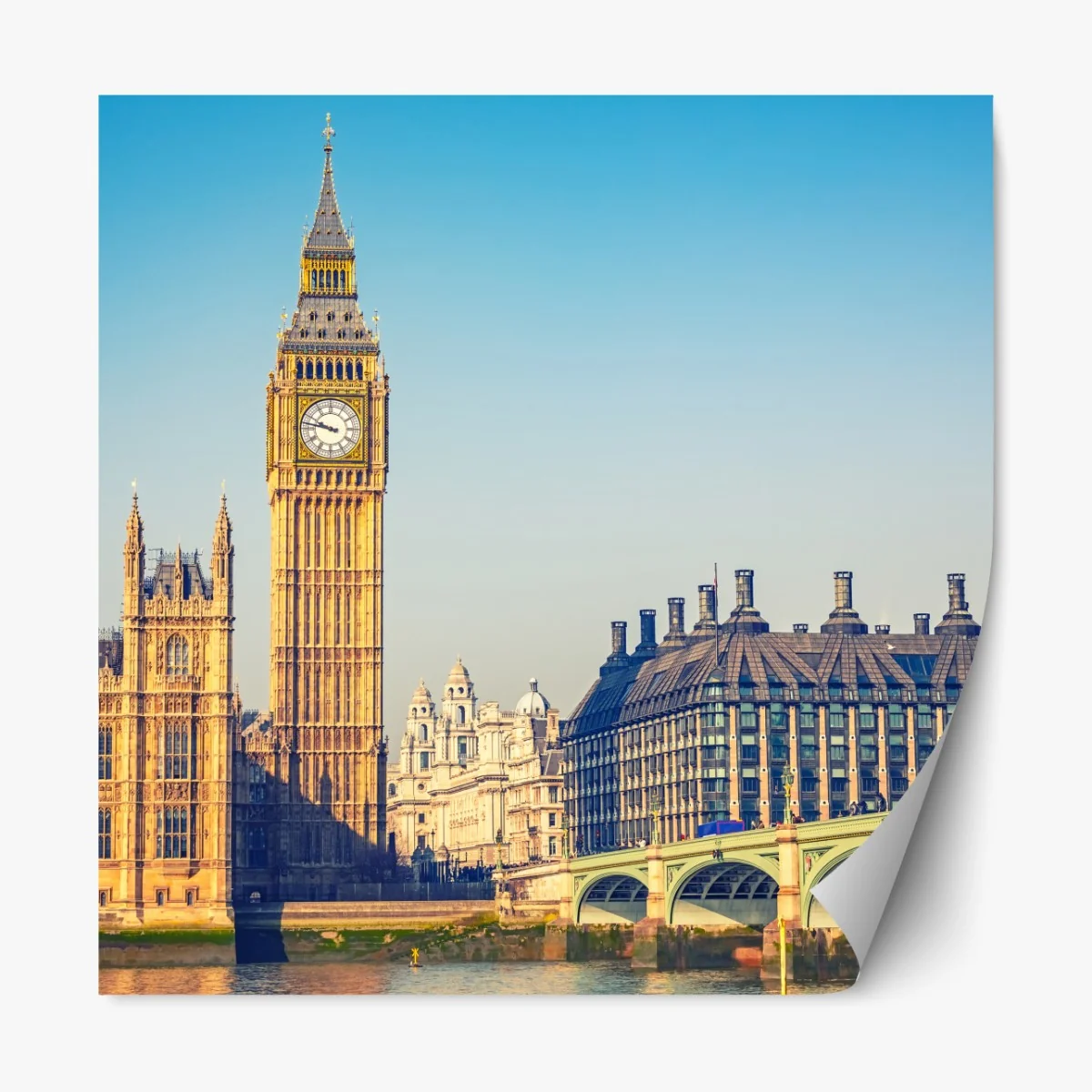 Naklejka repozycjonowalna Londyn z Big Benem i mostem Westminster – Wallissimo® Naklejka repozycjonowalna Londyn z Big Benem i mostem Westminster – Wallissimo®