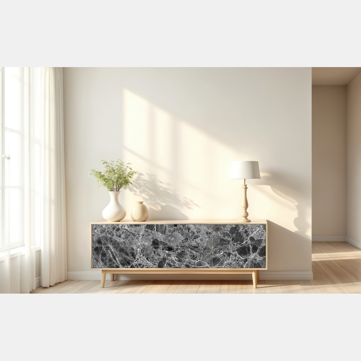 Naklejka repozycjonowalna monochromatyczna tekstura marmuru – Wallissimo® Naklejka repozycjonowalna monochromatyczna tekstura marmuru – Wallissimo®