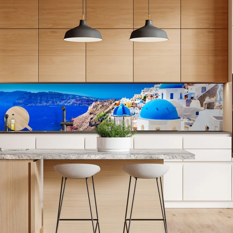 Naklejka repozycjonowalna turkusowe jezioro i górski pejzaż – Wallissimo®