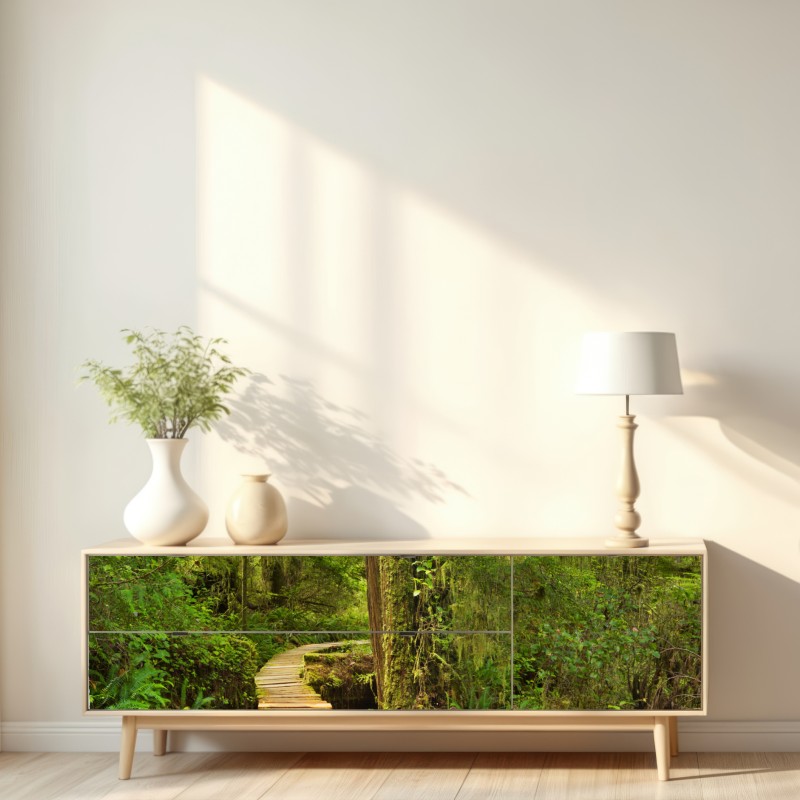 Naklejka repozycjonowalna pomost w lesie deszczowym Pacific Rim – Wallissimo® Naklejka repozycjonowalna pomost w lesie deszczowym Pacific Rim – Wallissimo®