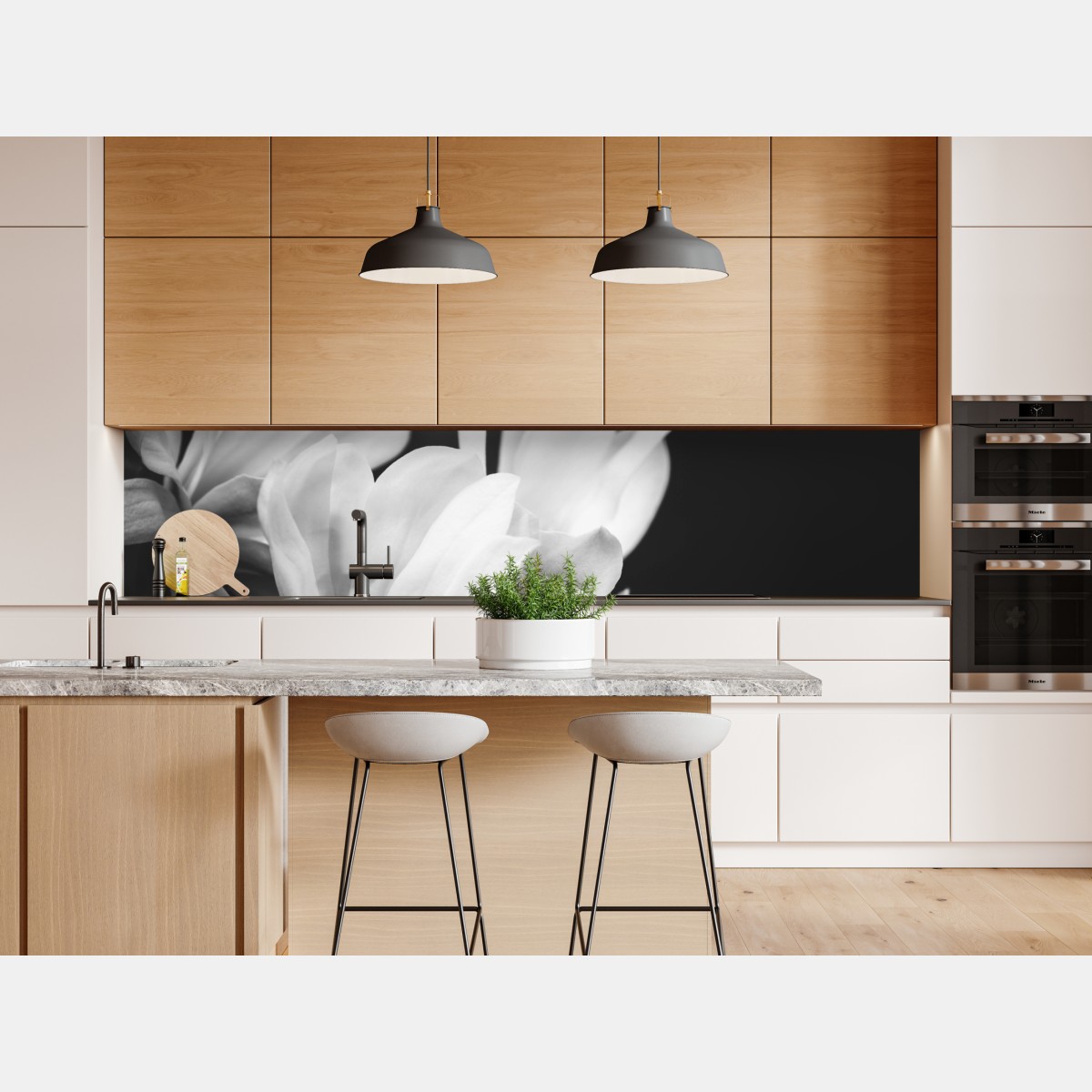 Naklejka repozycjonowalna czarno-biała magnolia w zbliżeniu – Wallissimo® Naklejka repozycjonowalna czarno-biała magnolia w zbliżeniu – Wallissimo®