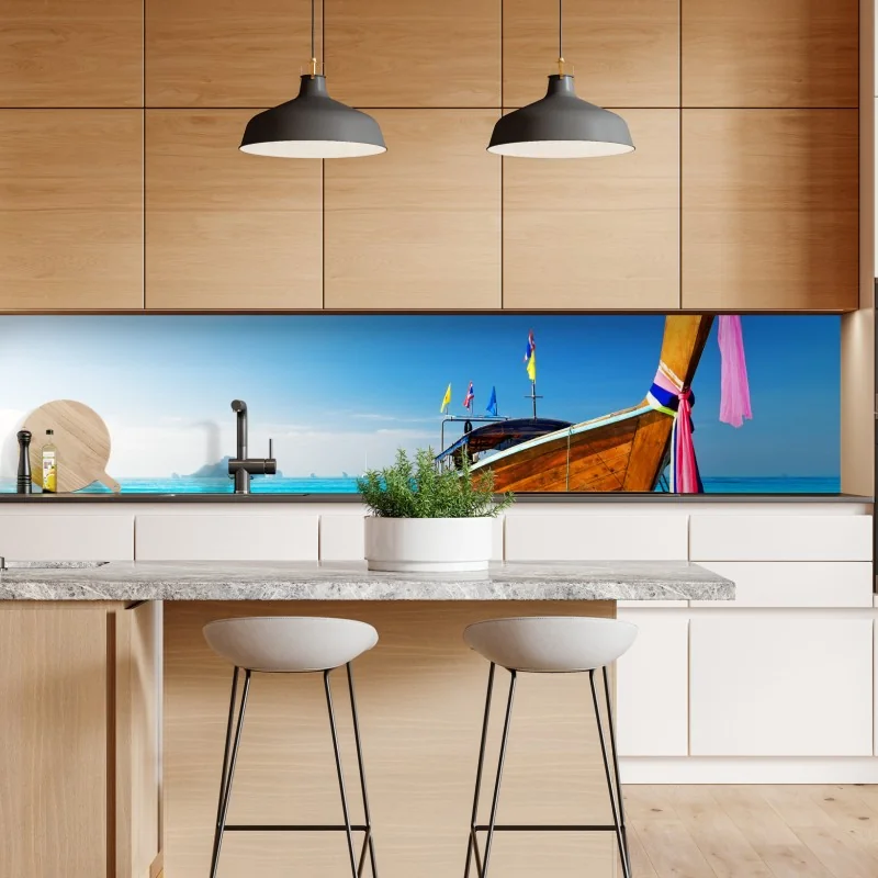 Naklejka repozycjonowalna tropikalne liście z geometrycznym wzorem – Wallissimo®