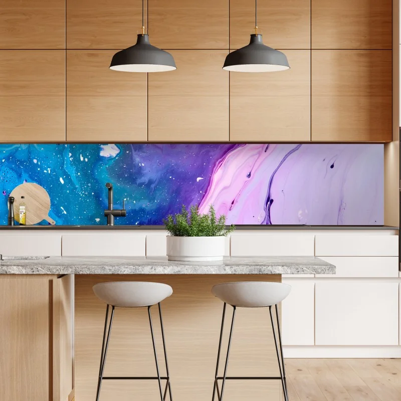 Naklejka repozycjonowalna żywa niebiesko-fioletowa abstrakcja akrylowa – Wallissimo® Naklejka repozycjonowalna żywa niebiesko-fioletowa abstrakcja akrylowa – Wallissimo®