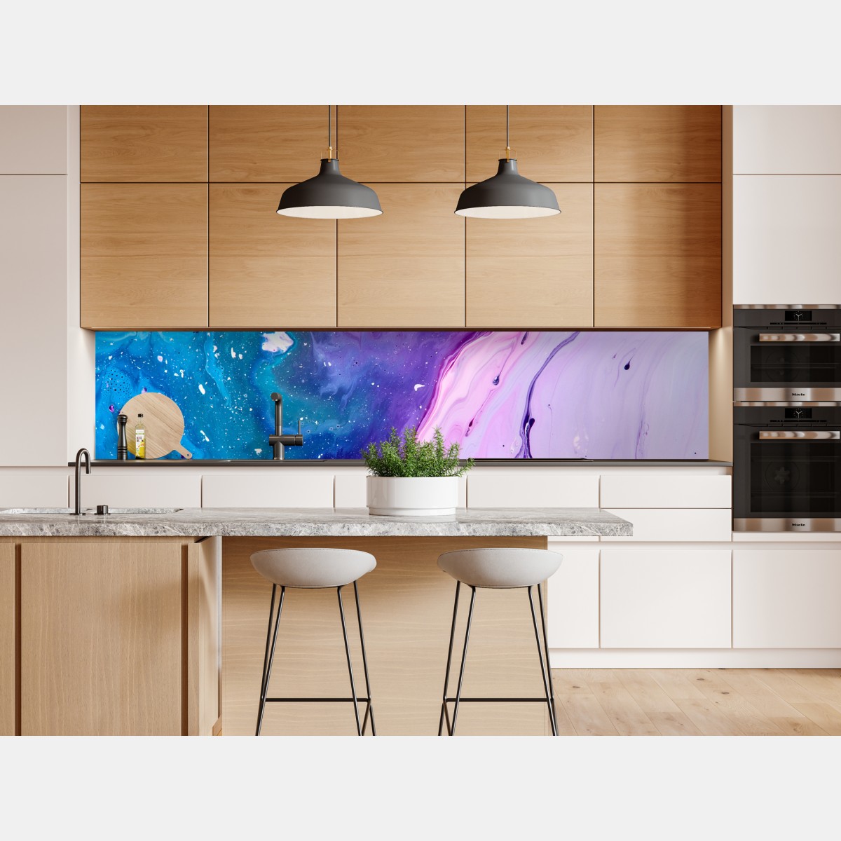 Naklejka repozycjonowalna żywa niebiesko-fioletowa abstrakcja akrylowa – Wallissimo® Naklejka repozycjonowalna żywa niebiesko-fioletowa abstrakcja akrylowa – Wallissimo®