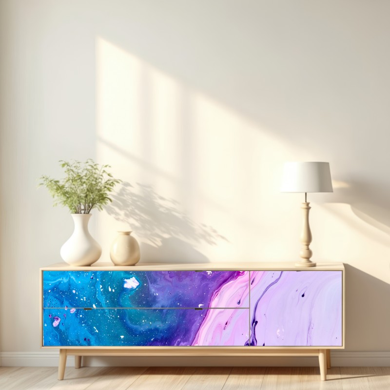 Naklejka repozycjonowalna żywa niebiesko-fioletowa abstrakcja akrylowa – Wallissimo® Naklejka repozycjonowalna żywa niebiesko-fioletowa abstrakcja akrylowa – Wallissimo®