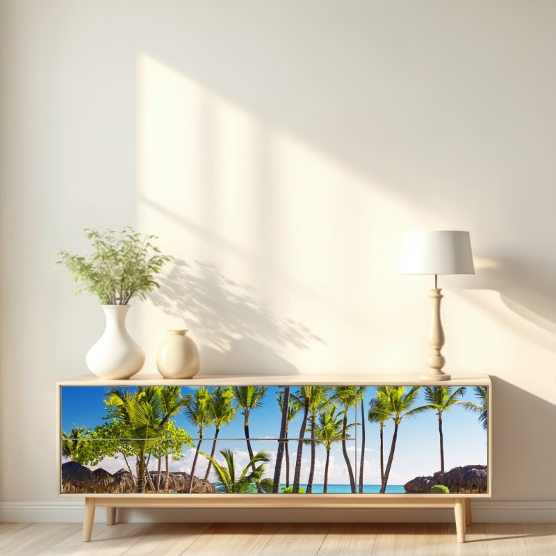 Naklejka repozycjonowalna tropikalny zakątek na plaży w Punta Cana – Wallissimo® Naklejka repozycjonowalna tropikalny zakątek na plaży w Punta Cana – Wallissimo®