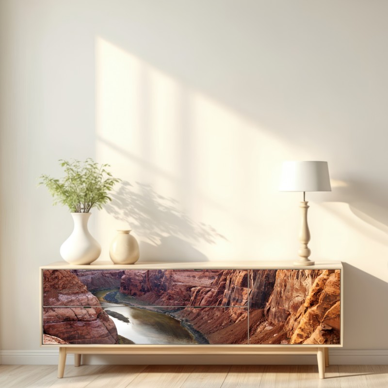 Naklejka repozycjonowalna słoneczny kanion w Horseshoe Bend, rzeka Kolorado – Wallissimo® Naklejka repozycjonowalna słoneczny kanion w Horseshoe Bend, rzeka Kolorado – Wallissimo®