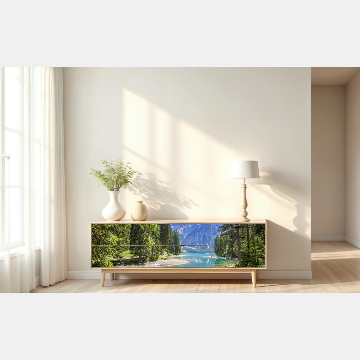 Naklejka repozycjonowalna Pragser Wildsee turkusowe górskie jezioro – Wallissimo® Naklejka repozycjonowalna Pragser Wildsee turkusowe górskie jezioro – Wallissimo®