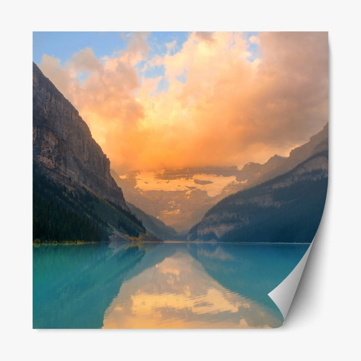 Naklejka repozycjonowalna wschód słońca nad Lake Louise, Banff – Wallissimo® Naklejka repozycjonowalna wschód słońca nad Lake Louise, Banff – Wallissimo®