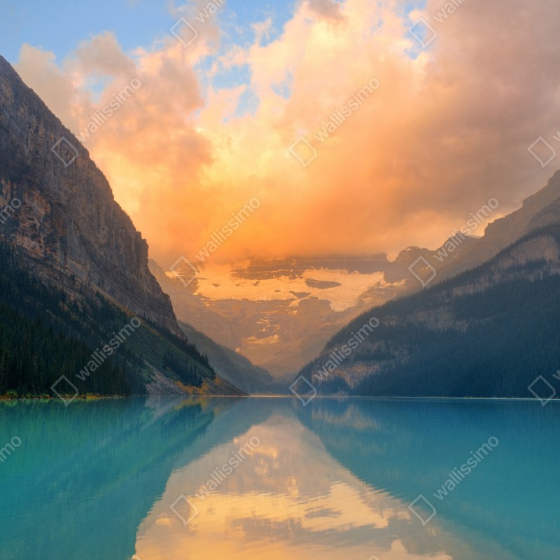 Naklejka repozycjonowalna wschód słońca nad Lake Louise, Banff – Wallissimo® Naklejka repozycjonowalna wschód słońca nad Lake Louise, Banff – Wallissimo®