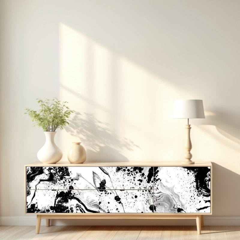 Naklejka repozycjonowalna monochromatyczny marmur atramentowy abstrakcja – Wallissimo® Naklejka repozycjonowalna monochromatyczny marmur atramentowy abstrakcja – Wallissimo®