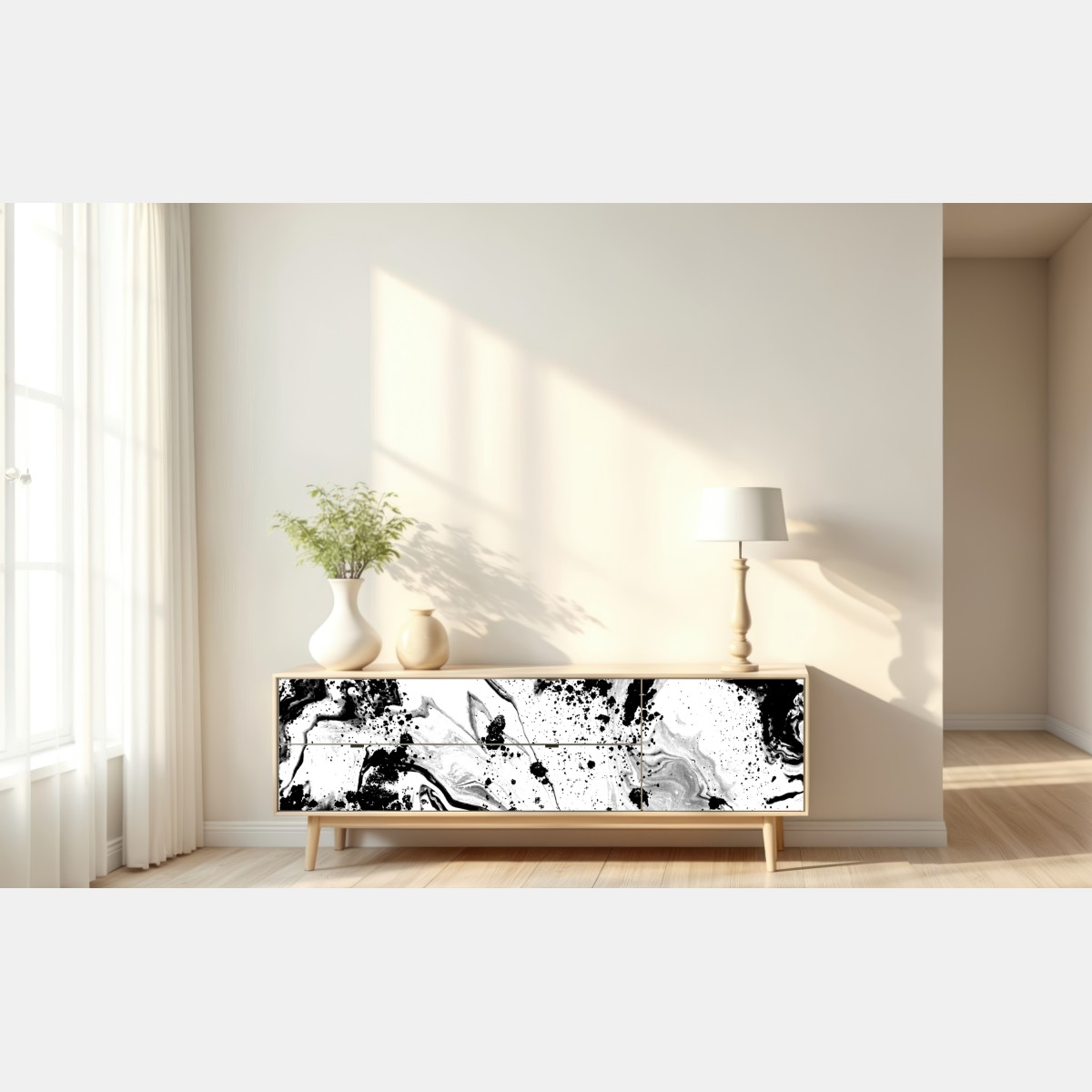 Naklejka repozycjonowalna monochromatyczny marmur atramentowy abstrakcja – Wallissimo® Naklejka repozycjonowalna monochromatyczny marmur atramentowy abstrakcja – Wallissimo®