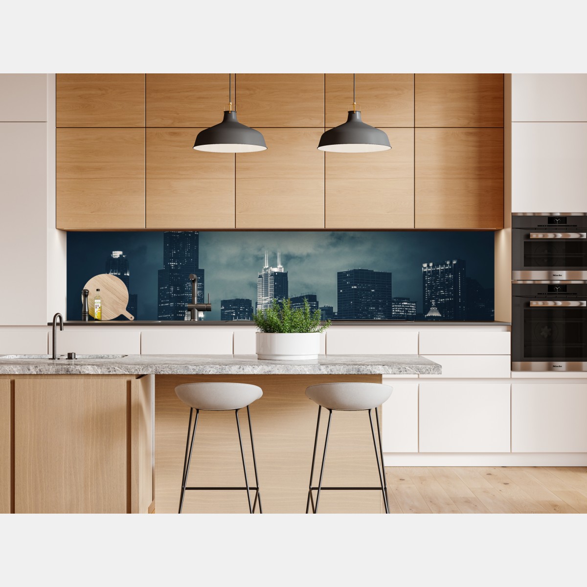 Naklejka repozycjonowalna Chicago panorama miasta w głębokich niebieskich tonach – Wallissimo® Naklejka repozycjonowalna Chicago panorama miasta w głębokich niebieskich tonach – Wallissimo®