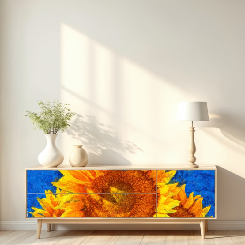 Naklejka repozycjonowalna żywe słoneczniki w stylu Van Gogha – Wallissimo® Naklejka repozycjonowalna żywe słoneczniki w stylu Van Gogha – Wallissimo®