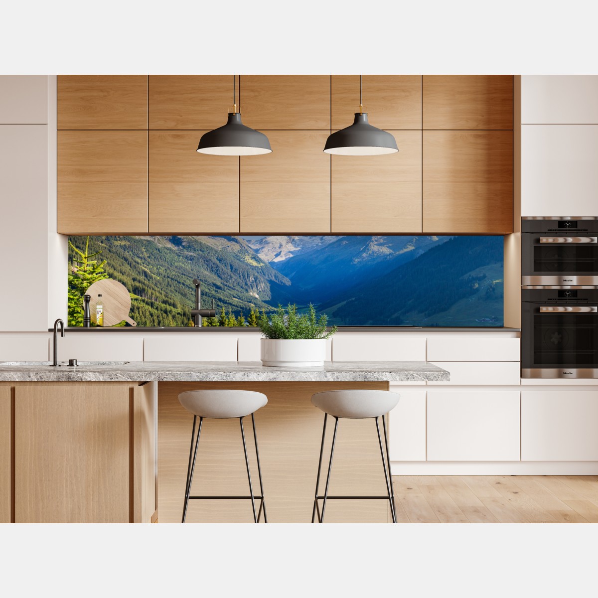 Naklejka repozycjonowalna spokojna dolina z alpejskim jeziorem – Wallissimo® Naklejka repozycjonowalna spokojna dolina z alpejskim jeziorem – Wallissimo®